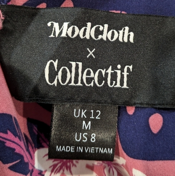 Modcloth x Collectif Thelma Tropicool pink blue v neck high low maxi dress 8 - Picture 10 of 12